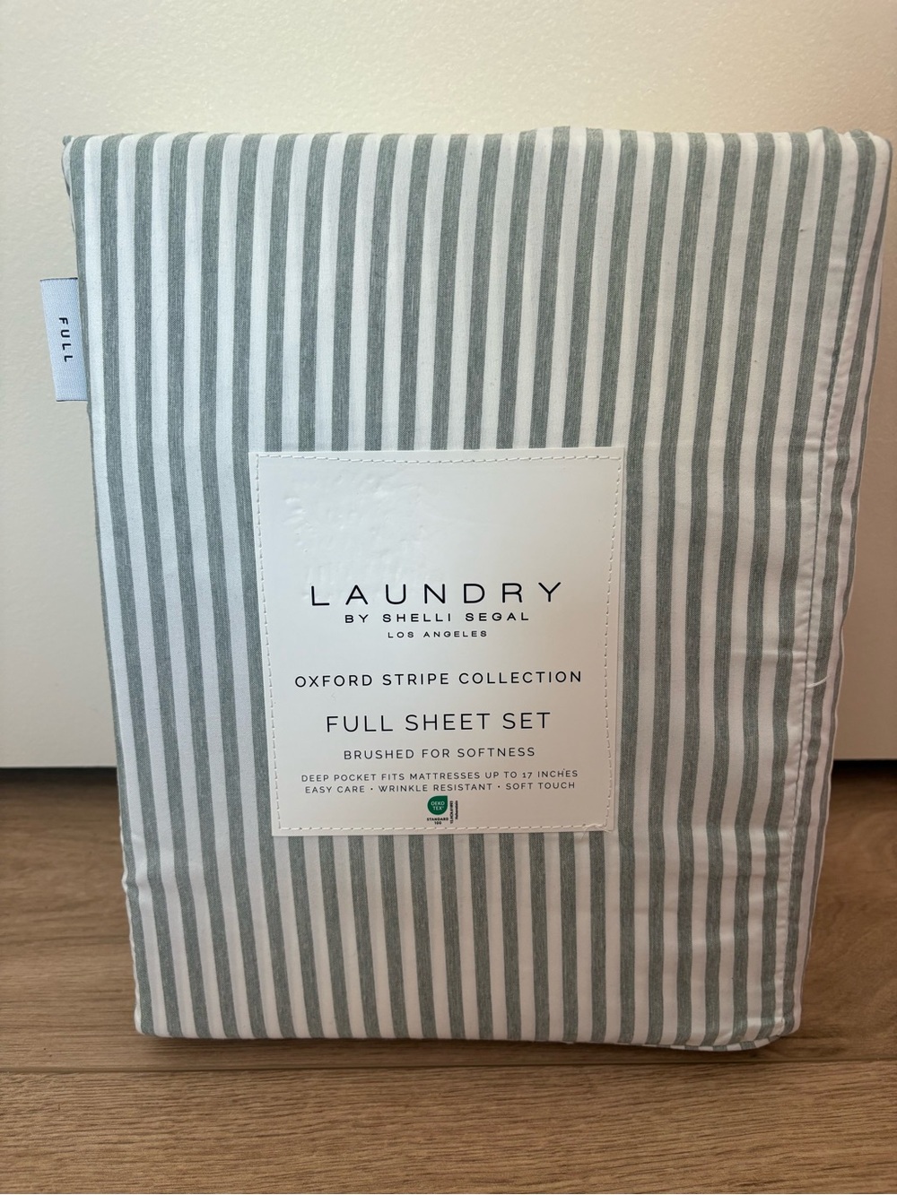 Laundry By Shelli Segal Oxford Stripe Full Sheet Set - Gray and White